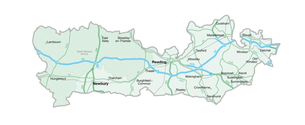 Berkshire County Boundary Map Map Of Berkshire - Visit South East England