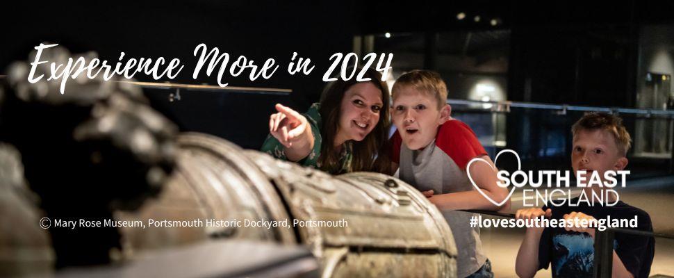 Family exploring the Mary Rose Museum part of Portsmouth Historic Dockyard