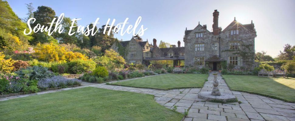 View of Gravetye Manor Hotel in East Grinstead in West Sussex
