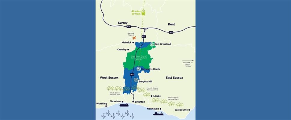 Map of Mid-Sussex and some of its attractions