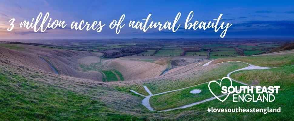 White Horse at Uffington - carved out of chalk in the North Wessex Downs.