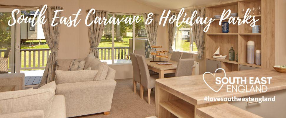 Inside view of caravan at St Helens Holiday Resort on Isle of Wight