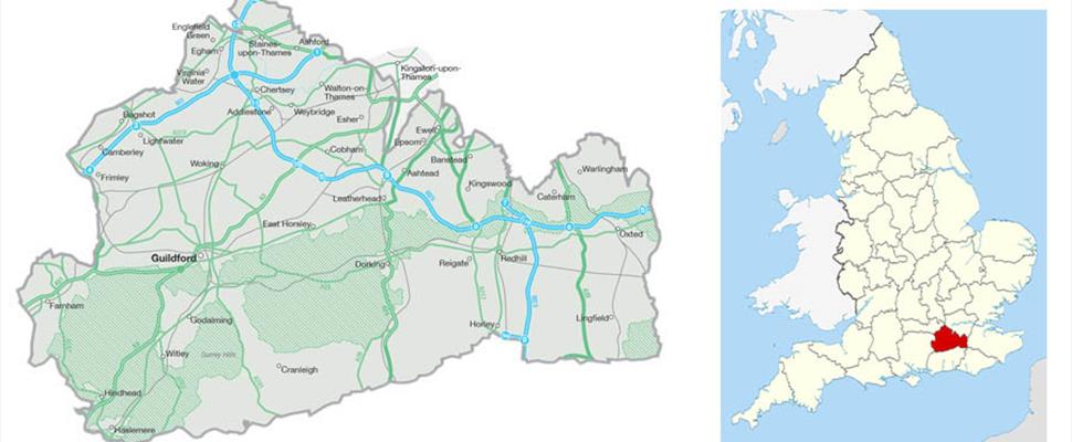 Surrey Map With Towns Map Of Surrey - Visit South East England