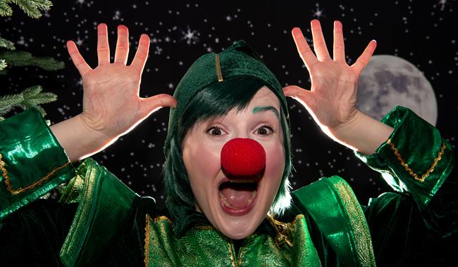 An elf with a red nose