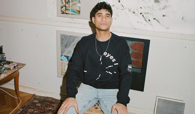 Portrait of Haroun Hayward in his studio
