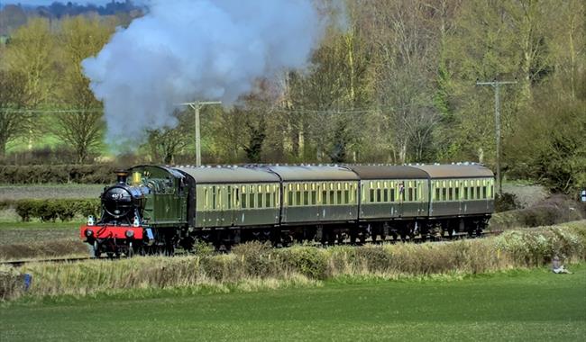 Small Prarie steam locomotive on Chinnor & Princes Risborough Railway