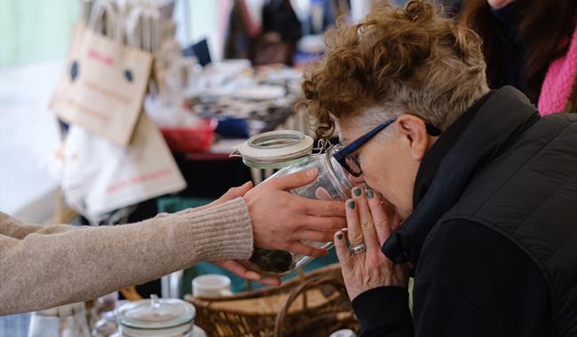 Smelling aroma at The Great British Truffle Festival