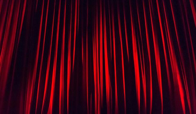 Red stage curtains