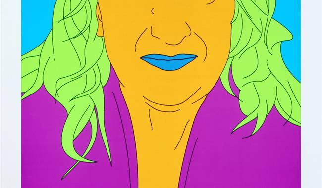 An image of a woman in very bright colours