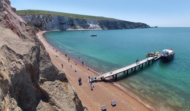 Aerial view of Alum Bay beach, Isle of Wight, Things to Do