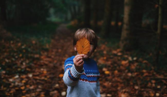 Boy with leaf