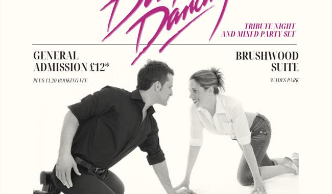 Event details with an image of two people dressed as Baby and Johnny from Dirty Dancing crawling towards one another.