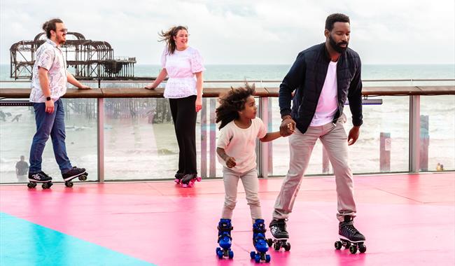 Roller skating at Brighton i360