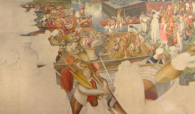 Stanley Spencer, Christ Preaching at Cookham Regatta, 1952-9. Credit Estate Stanley Spencer & Bridgeman Images.