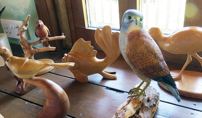 wooden bird carvings