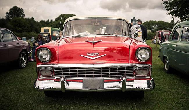 A red classic car