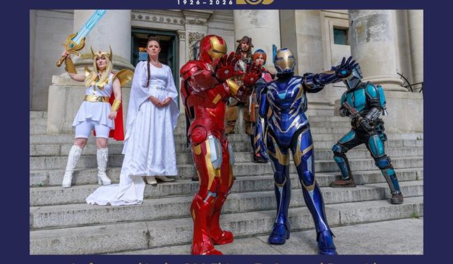 Portsmouth Comic Con cosplayers outside the Guildhall