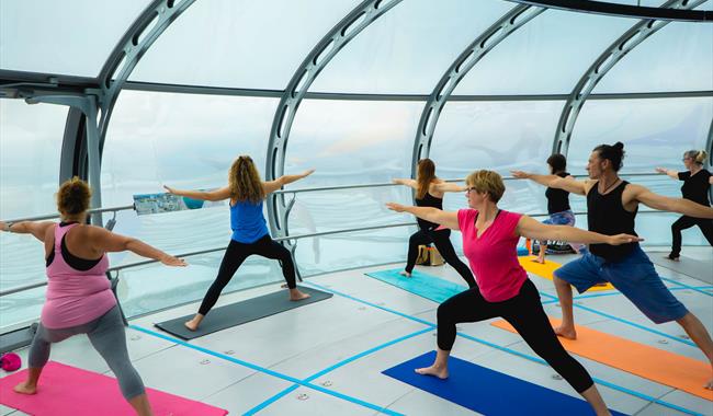 Yoga class on the Brighton i360 pod