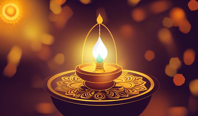 Image: Diya candle lit up