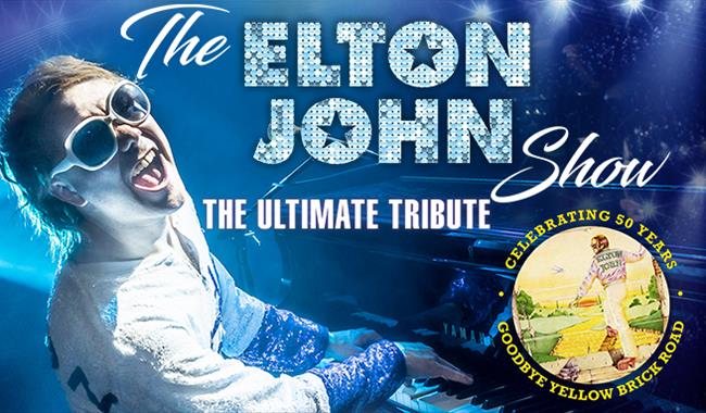 Elton tribute musician singing and playing piano