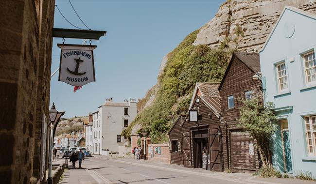 Hastings Fishermen’s Museum beneath East Hill cliffs in the heart of Hastings Old Town.