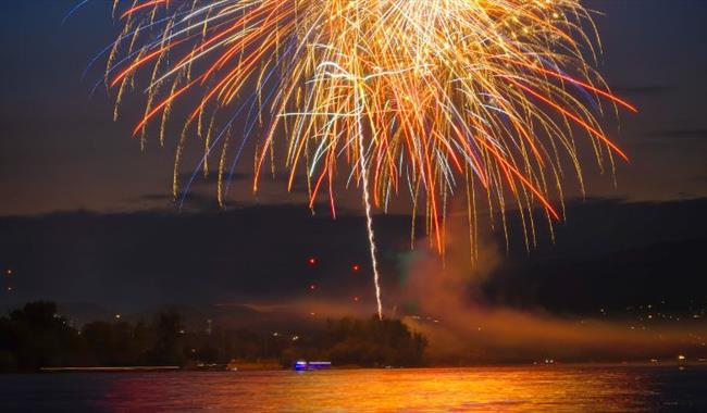 Fireworks over the lake at Lagoona Park, Reading