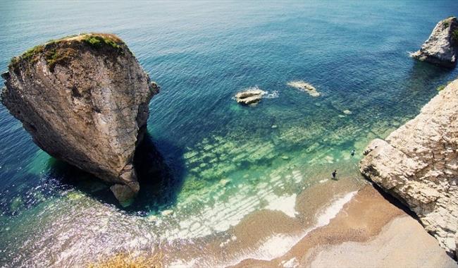 Mediterranean water at Freshwater Bay Beach, Isle of Wight, Things to Do