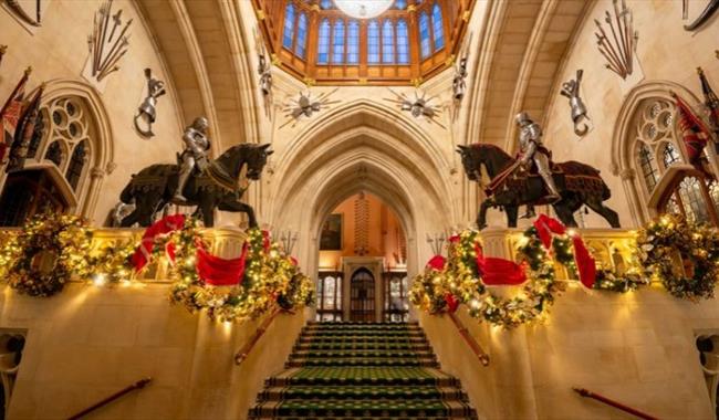 Garlands dressing the Grand Staircase inside Windsor Castle