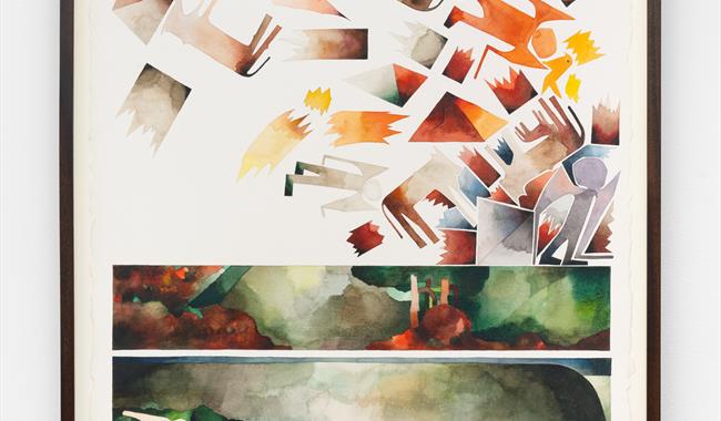 An original artwork by Haroun Hayward consisting of geometric patterns and block colours