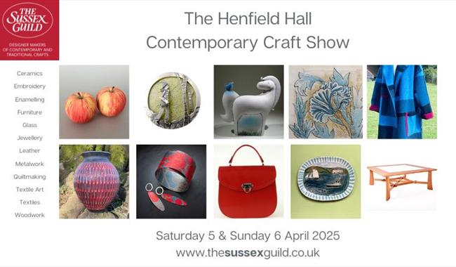 An image grid showing images of handmade crafts including jewellery, leather, glass, ceramics and furniture.