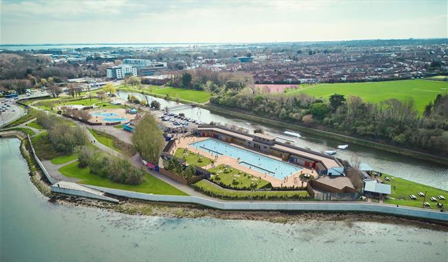 Hilsea Lido from the air