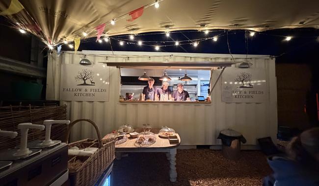 CONTAINER KITCHEN UNDER THE STRAW BARN at Fallow and Fields, Oxfordshire
