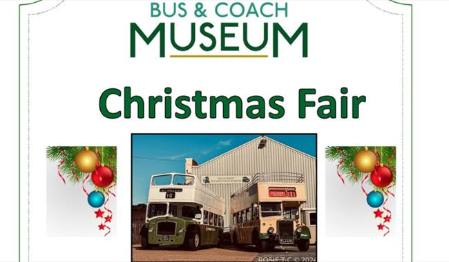 Poster for the Christmas Fair at the Isle of Wight Bus & Coach Museum, Ryde, what's on, event