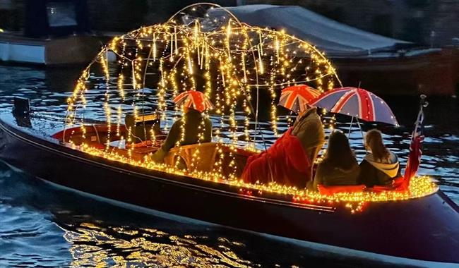 Decorated boat on the thames