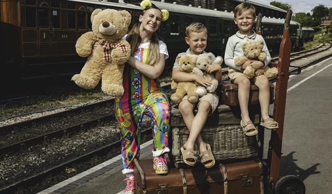 Summer of Fun at East Sussex and Kent Railway - group of children with teddy bears awaiting their train