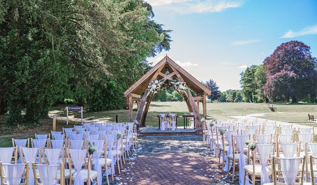 Outdoor wedding ceremony in the Hampshire countryside