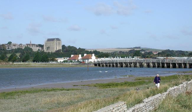 Coastal Path along the River Adur overlooking Lancing College Chapel