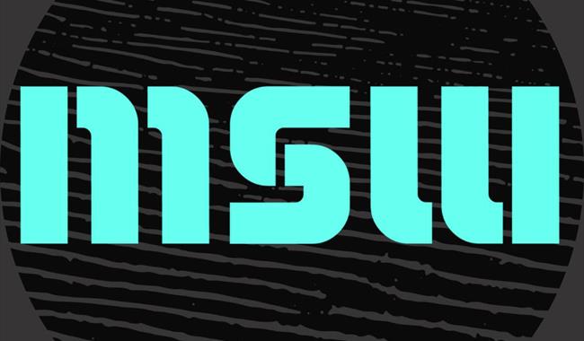 Black background with greeny blue MSW in middle