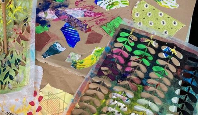 Colourful pieces of fabrics and other materials