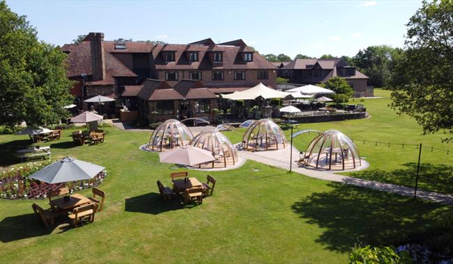 Stirrups Hotel outside aerial shot