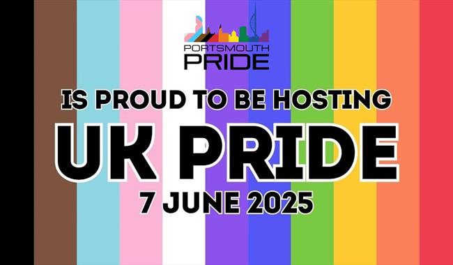 Portsmouth Pride logo with Pride date on it