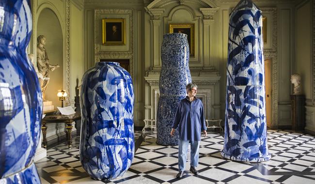 Felicity Aylieff's monumental porcelain in the Marble Hall at Petworth House