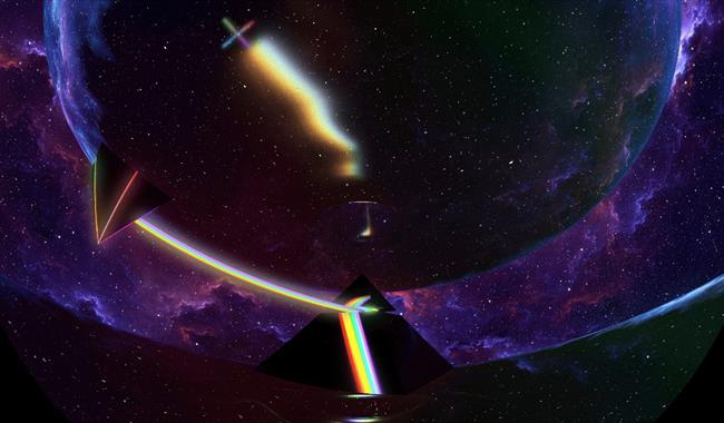 Pink Floyd rainbow on a Planetarium dome