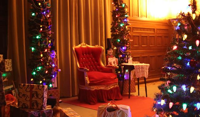 Father Christmas' chair in the Bletchley Park Christmas Grotto