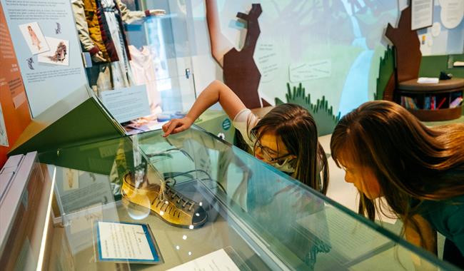 Two children looking into a Museum case