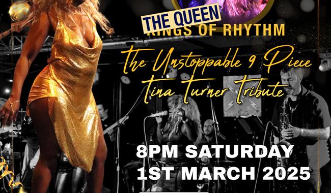 Tina, Queen of Rhythm on Saturday 1st March 2025, Doors 8pm, at Ropetackle Arts Centre, Shoreham BN43 5EG