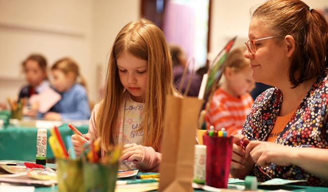 Child taking part in a workshop at Pallant House Gallery