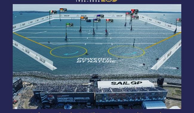 Aerial photograph of SailGP taking place on The Solent