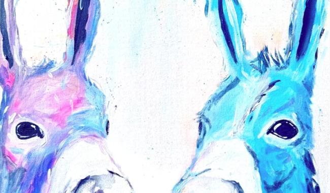 Painting of colourful donkeys