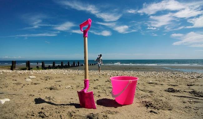 Bucket and spade on Shanklln beach, Things to Do, Isle of Wight